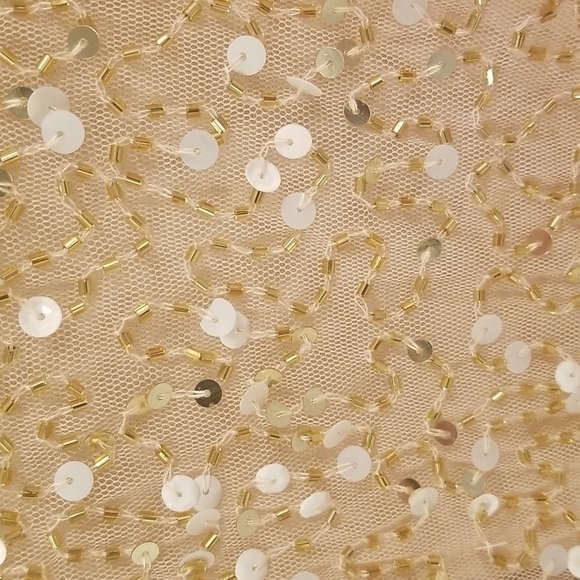 💕AIDAN MATTOX💕 Cold Shoulder Sequin Mini Dress Cocktail Dress Light Gold 6 NWT - Picture 9 of 14